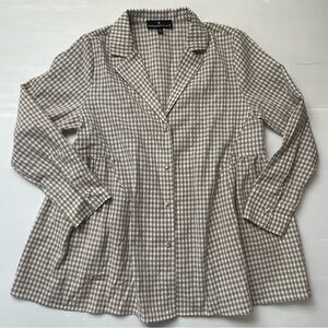 Tuckernuck Pomander Place Scarlett Gingham Linen Blend Blouse Size XS Oversized